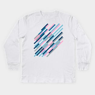 Bricks Rotate 45 Blue and Pink Kids Long Sleeve T-Shirt